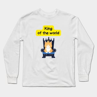 Cute Affirmation Cat - King of the world | Cat Meme | Cat Lover Gift | Law of Attraction | Positive Affirmation | Cat Love Long Sleeve T-Shirt